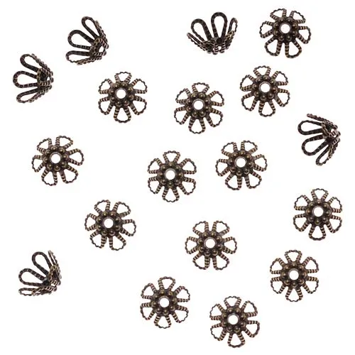 Antiqued Brass Cone Flower Bead Caps 6mm x 3.5mm (50 pcs)