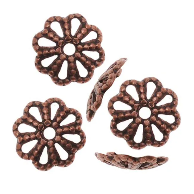 Antiqued Copper Open Petal Flower Bead Caps 6mm (50 pcs)