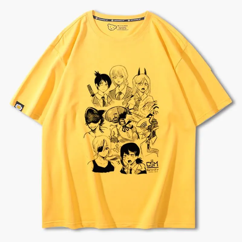 Chainsaw Man Girl Characters Drawing T-Shirt