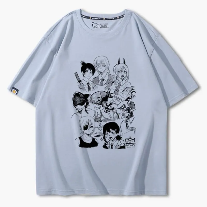 Chainsaw Man Girl Characters Drawing T-Shirt