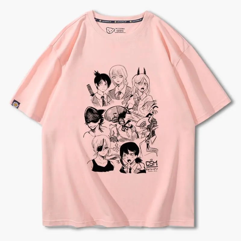 Chainsaw Man Girl Characters Drawing T-Shirt