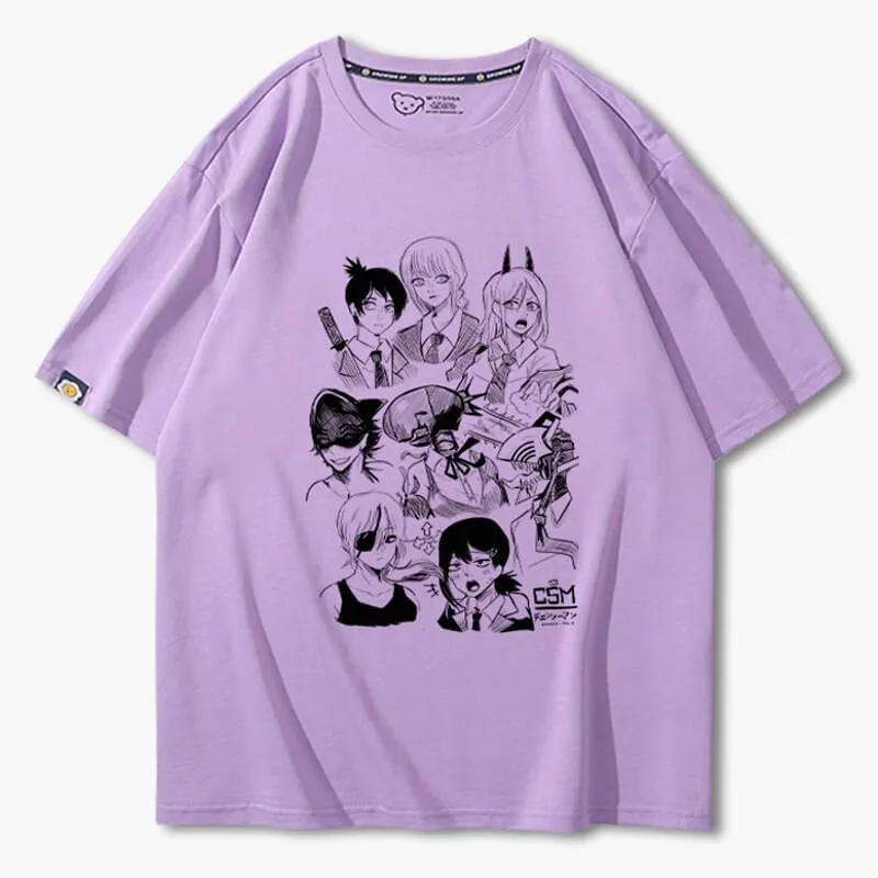 Chainsaw Man Girl Characters Drawing T-Shirt