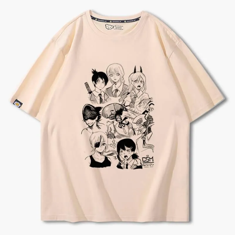 Chainsaw Man Girl Characters Drawing T-Shirt