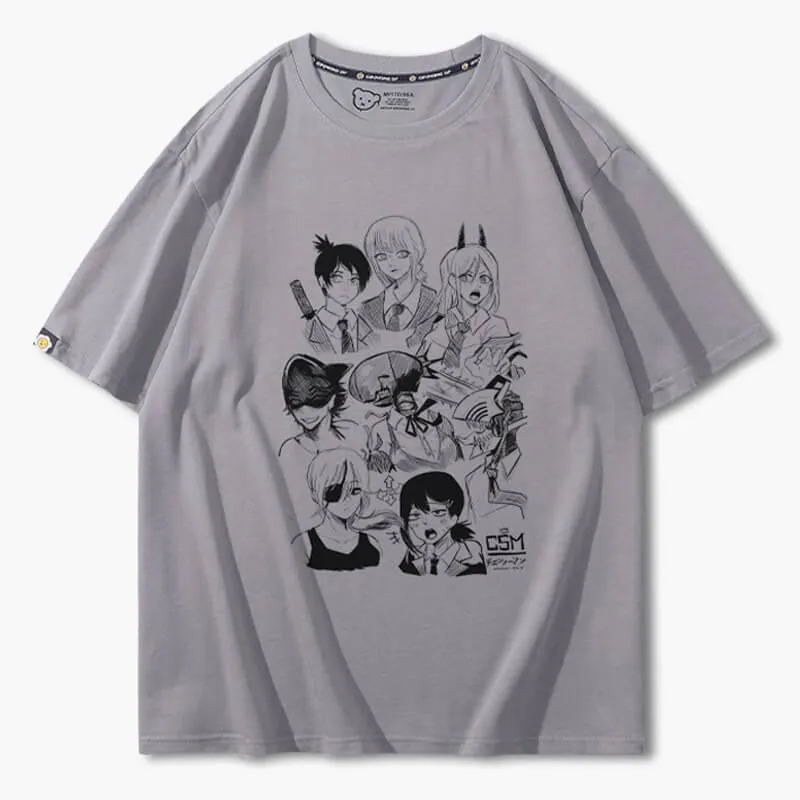 Chainsaw Man Girl Characters Drawing T-Shirt