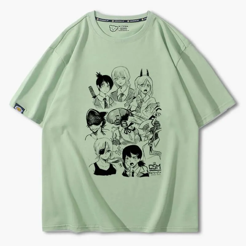 Chainsaw Man Girl Characters Drawing T-Shirt