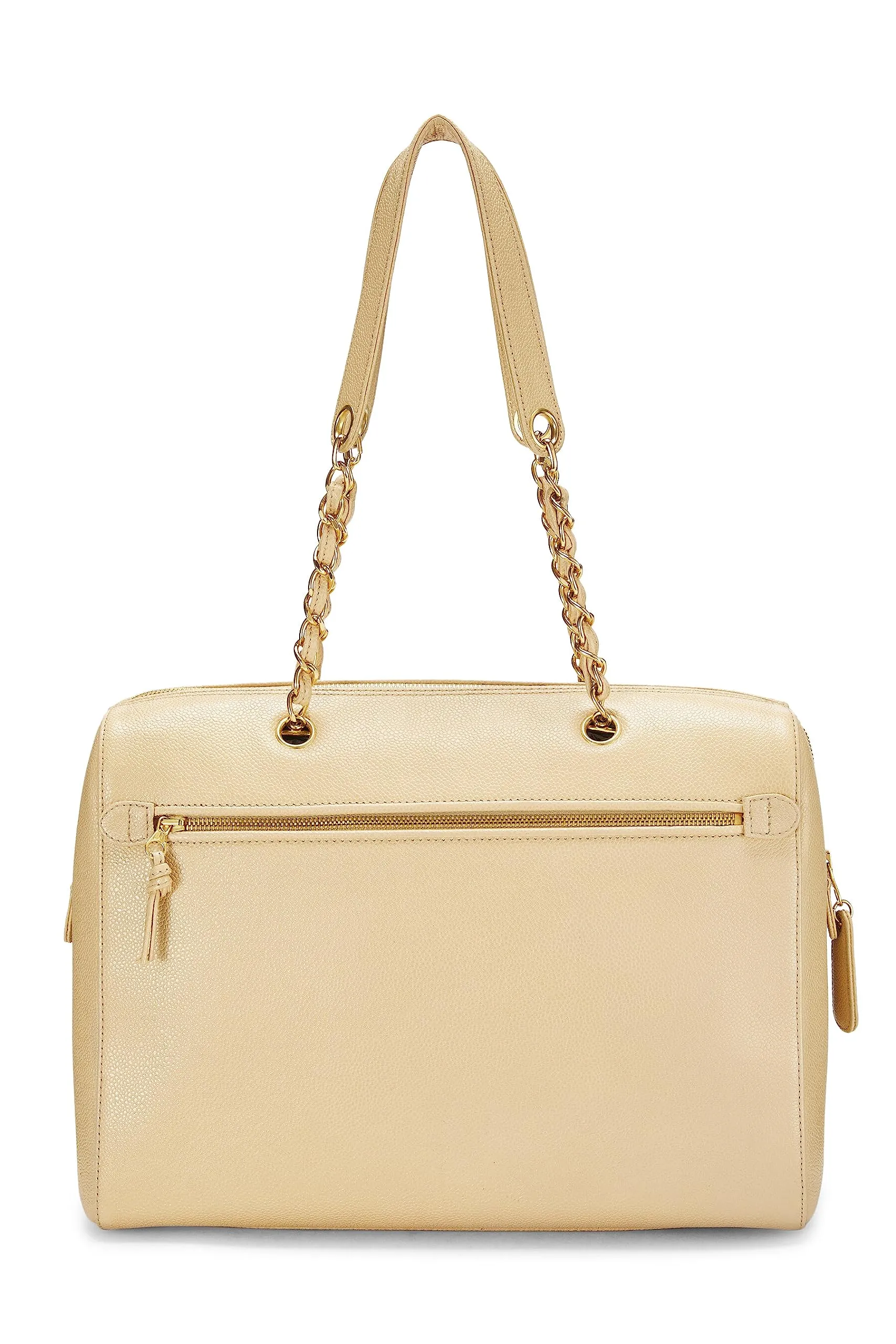Chanel,  Beige Caviar Zip Tote Small, Beige