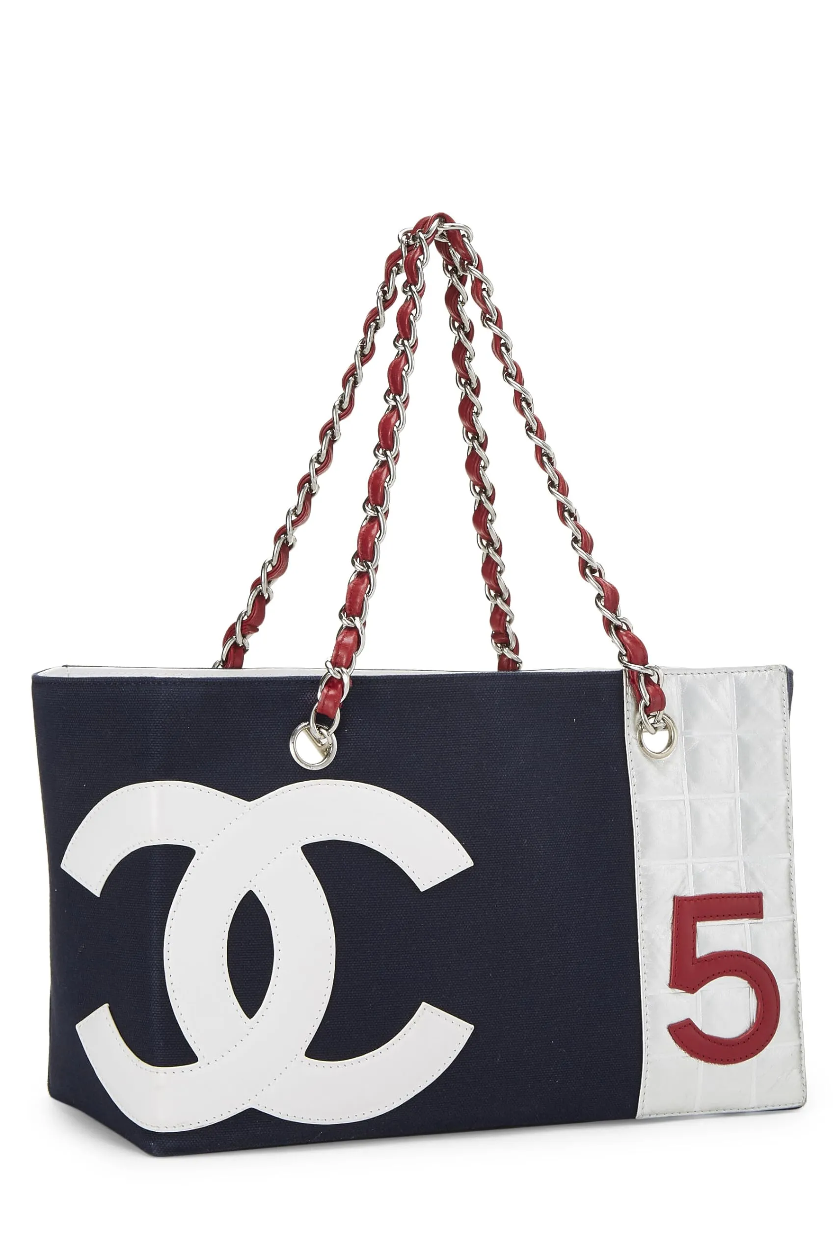 Chanel,  Navy Canvas & Leather No.5 Foil Shopping Tote, Navy