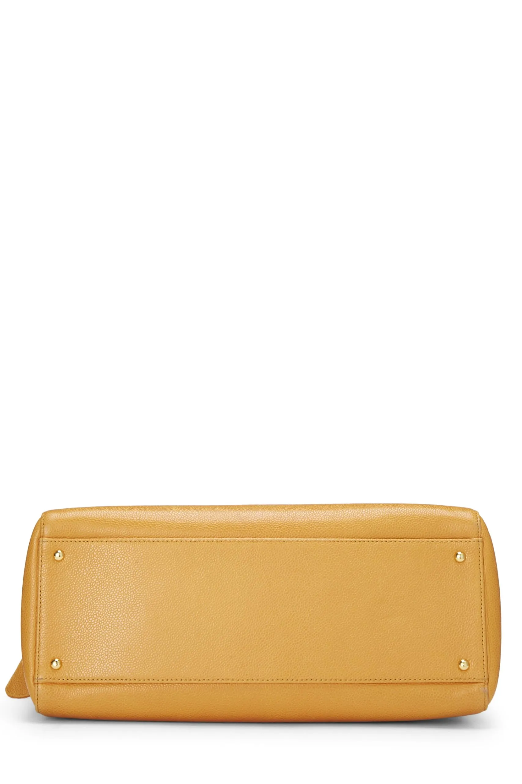 Chanel,  Orange Caviar Zip Tote Small, Orange