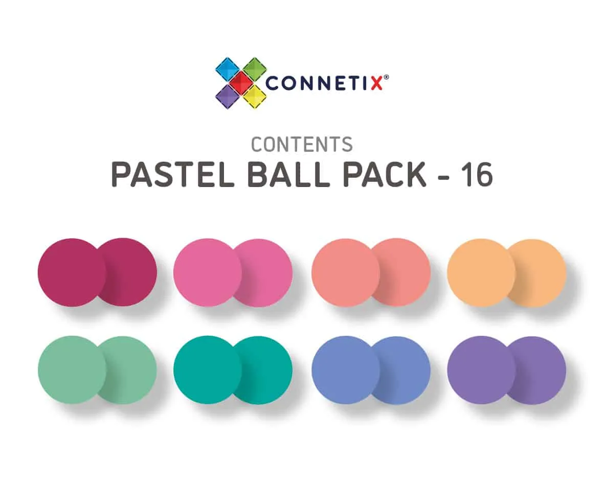 Connetix Tiles Pastel Replacement Ball Pack 16 pc