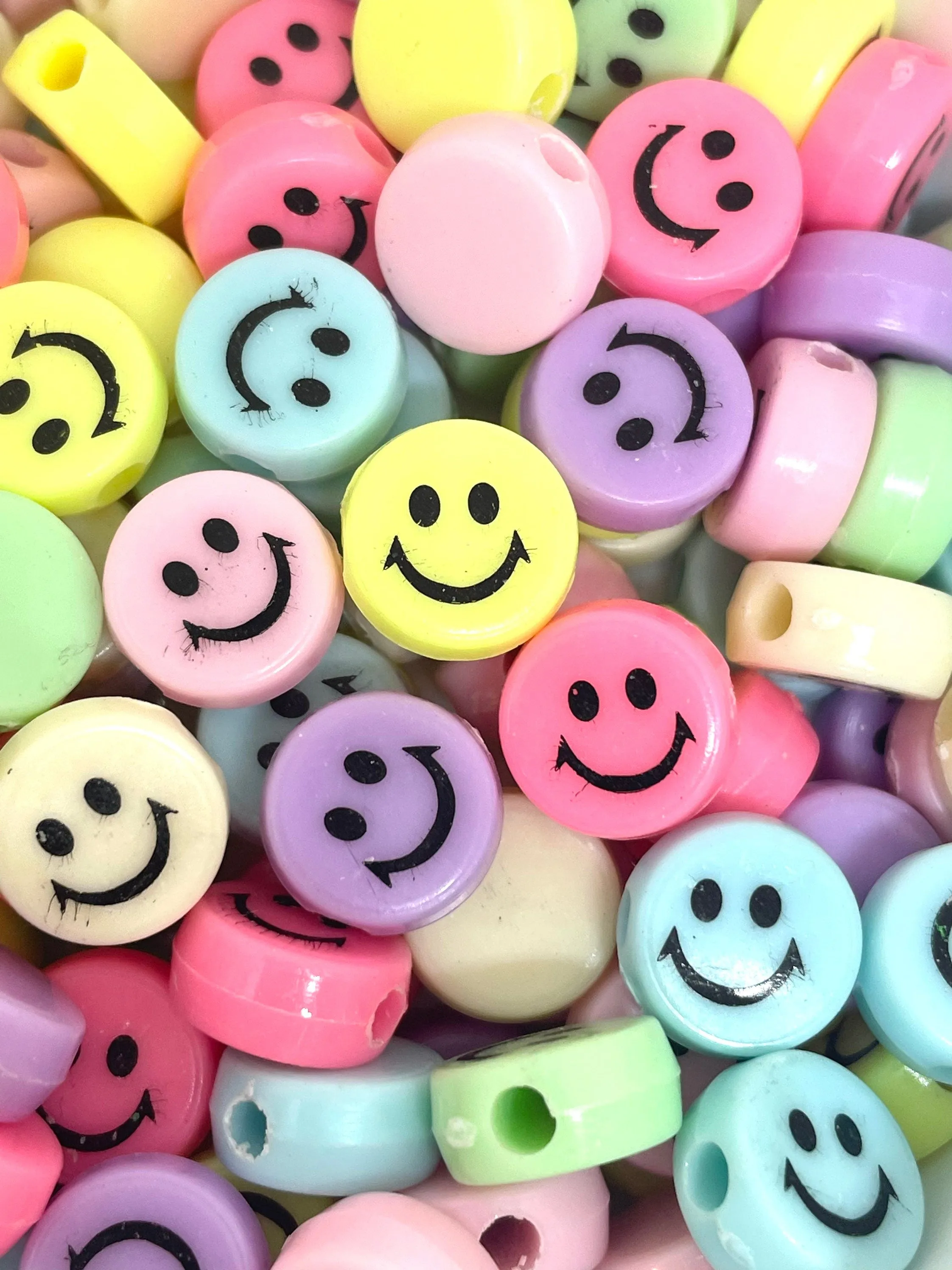 Cute Pastel Smiley Face Beads, Emoji Charm, Happy Face Charm, Pendant, Pastel Beads