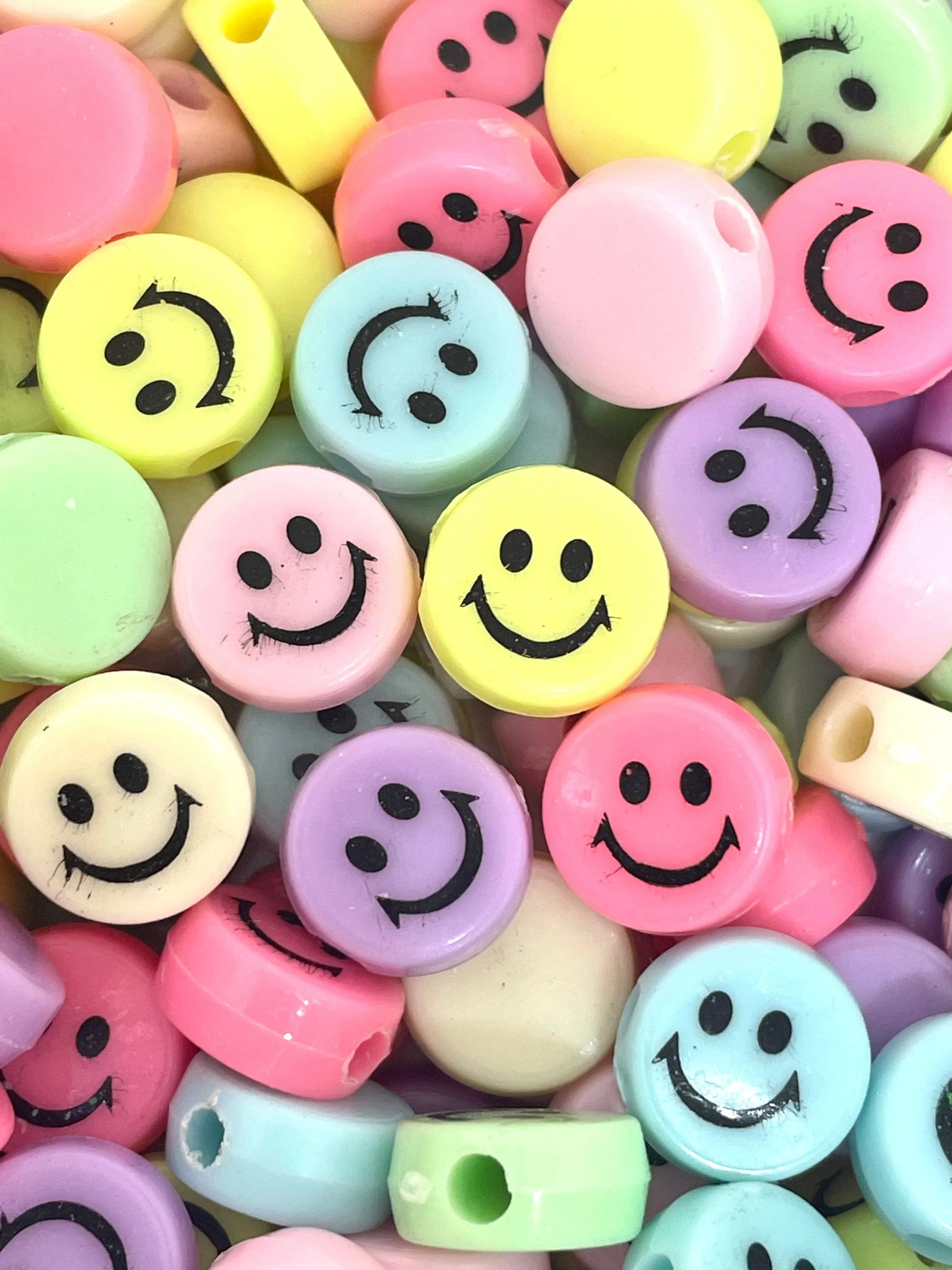 Cute Pastel Smiley Face Beads, Emoji Charm, Happy Face Charm, Pendant, Pastel Beads