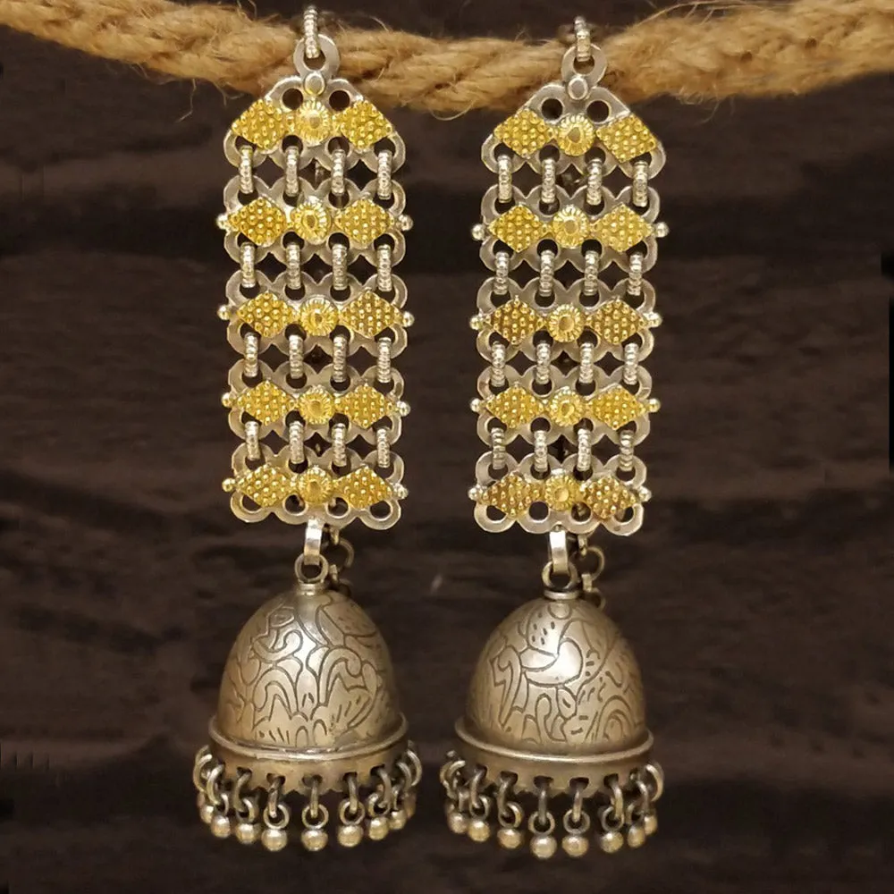 Dual Tone Jhumki Earrings