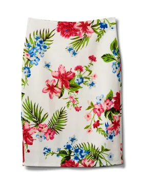 Floral Print Scuba Crepe Pull On Skirt
