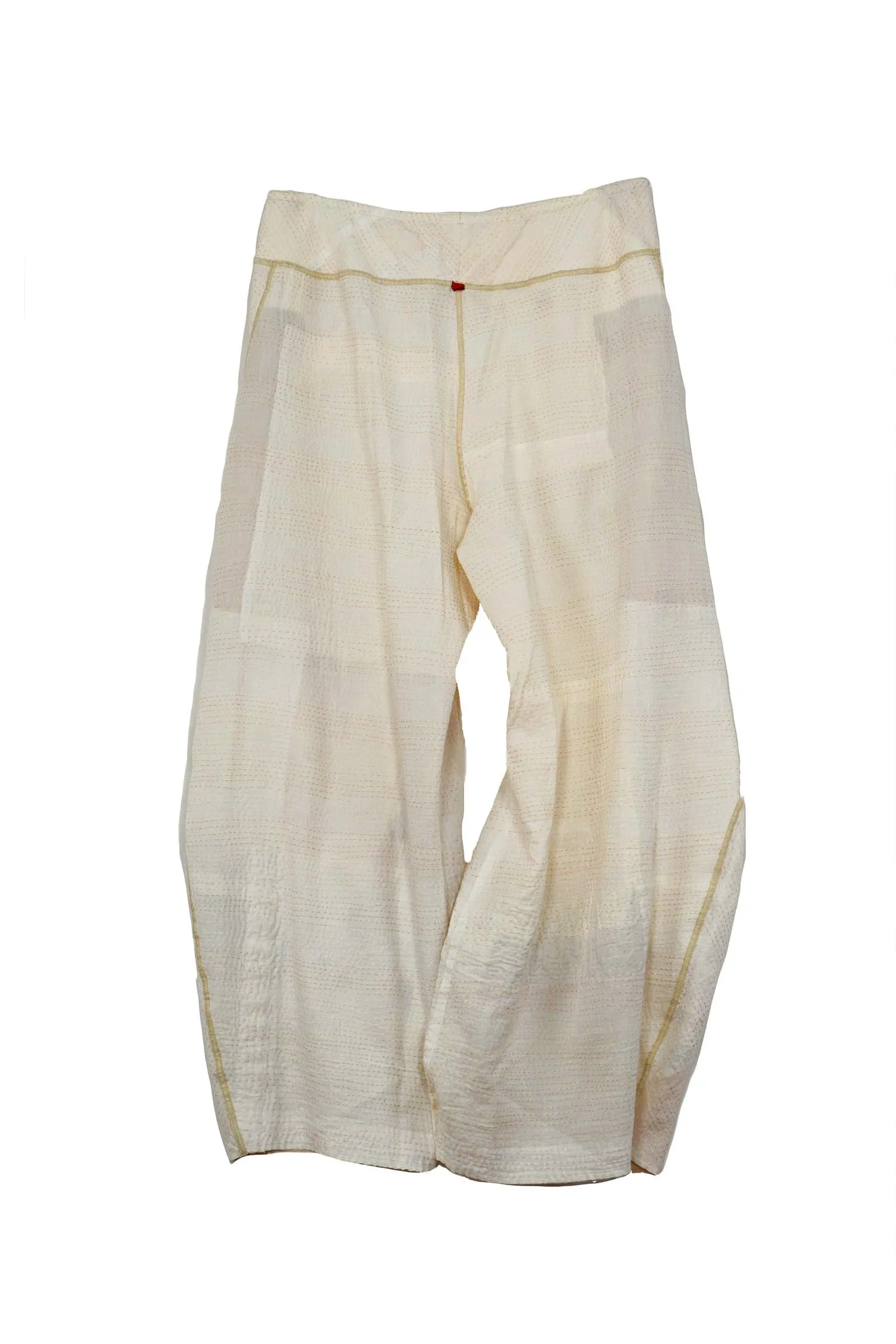 FRAYED PATCH KANTHA KNEE TUCKED PANTS - fi2625-ivy -