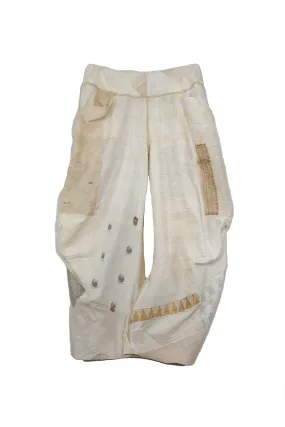 FRAYED PATCH KANTHA KNEE TUCKED PANTS - fi2625-ivy -