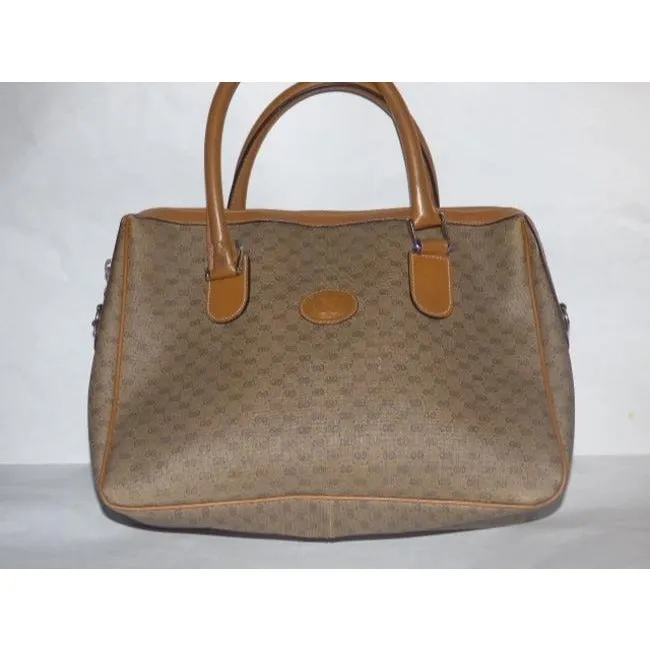 Gucci Boston Xl Two Style Purse Brown Patent Gg Canvas Satchel