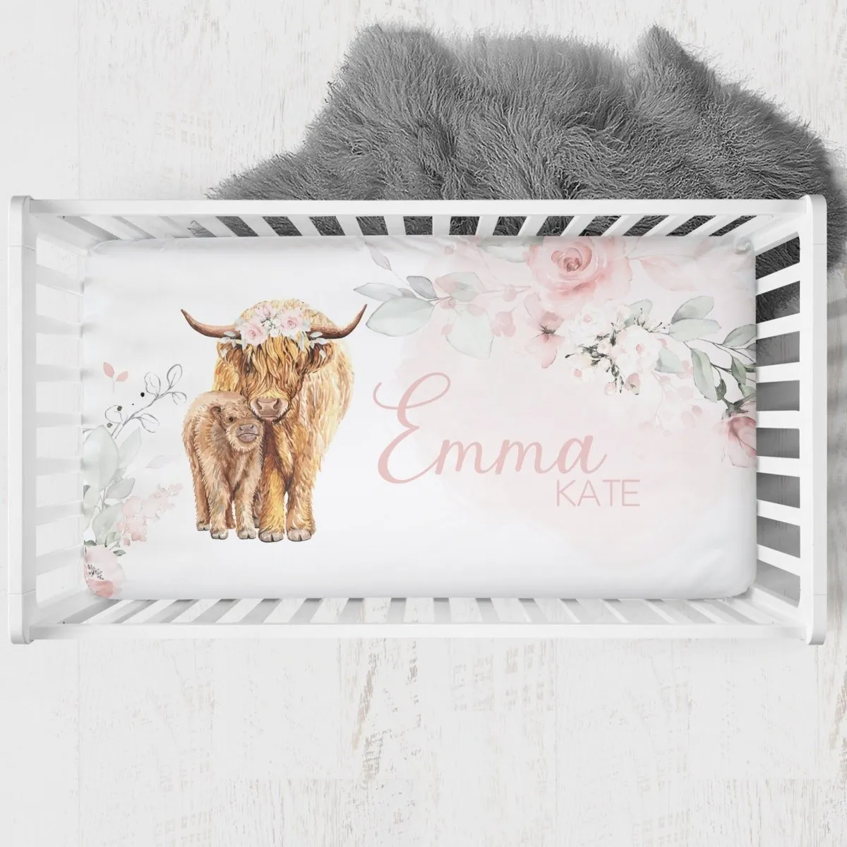 Highland Cow Floral: Create Your Own Crib Bedding Set