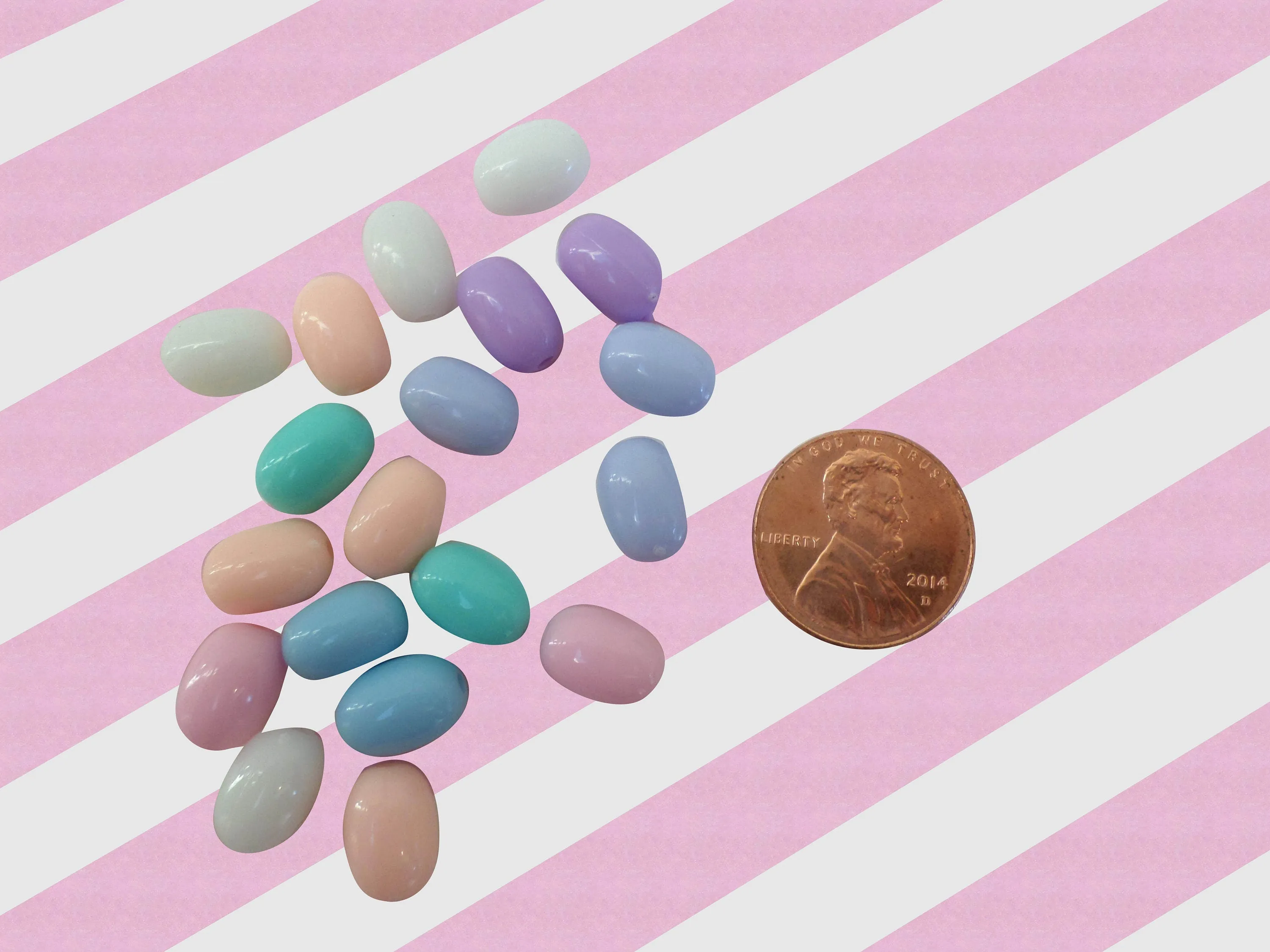 Kawaii Pastel Tic Tac Candy Oval Beads, 30pc set