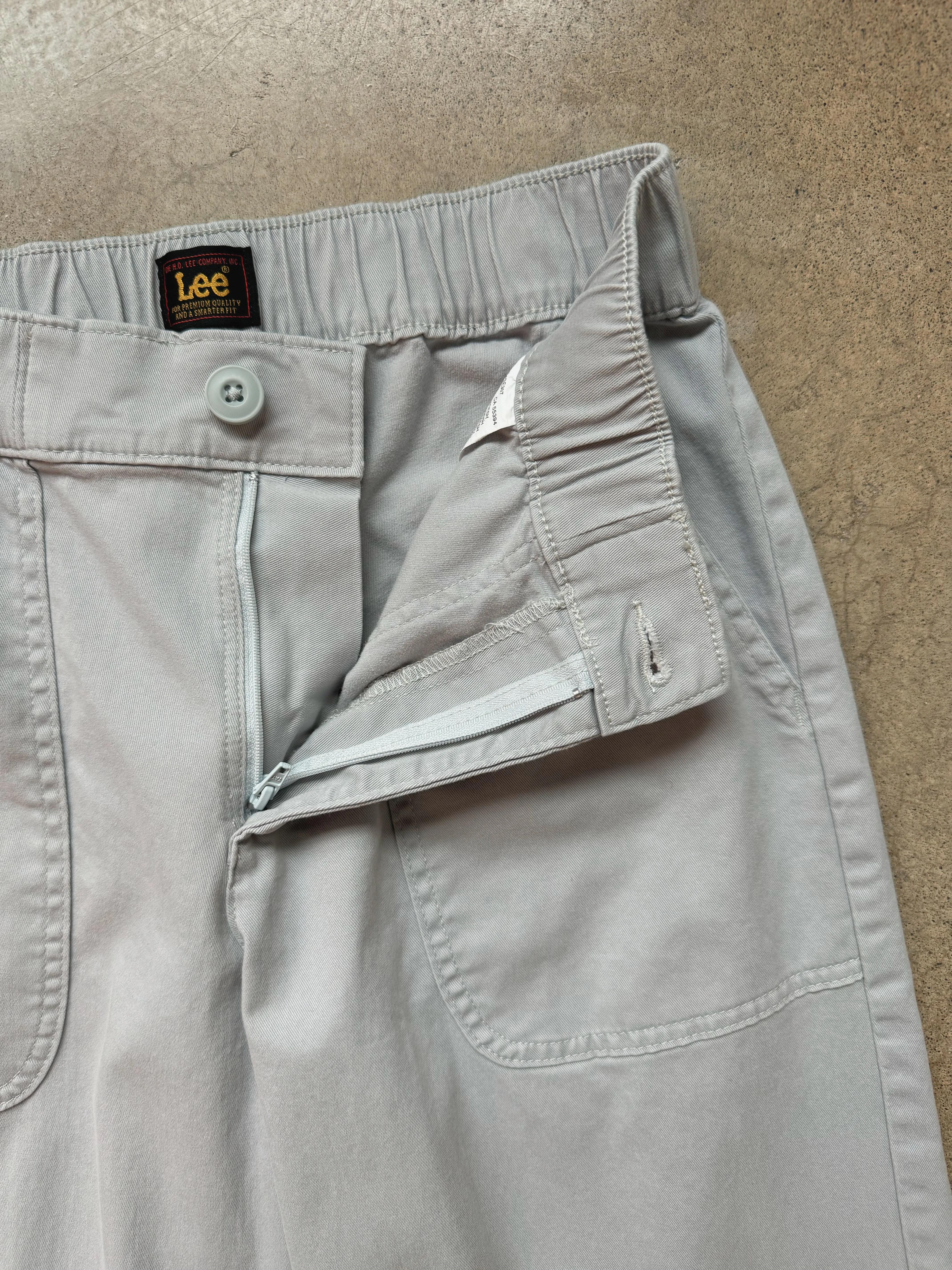 Lee Light Grey Cropped Wide Leg Utility Pants (S)