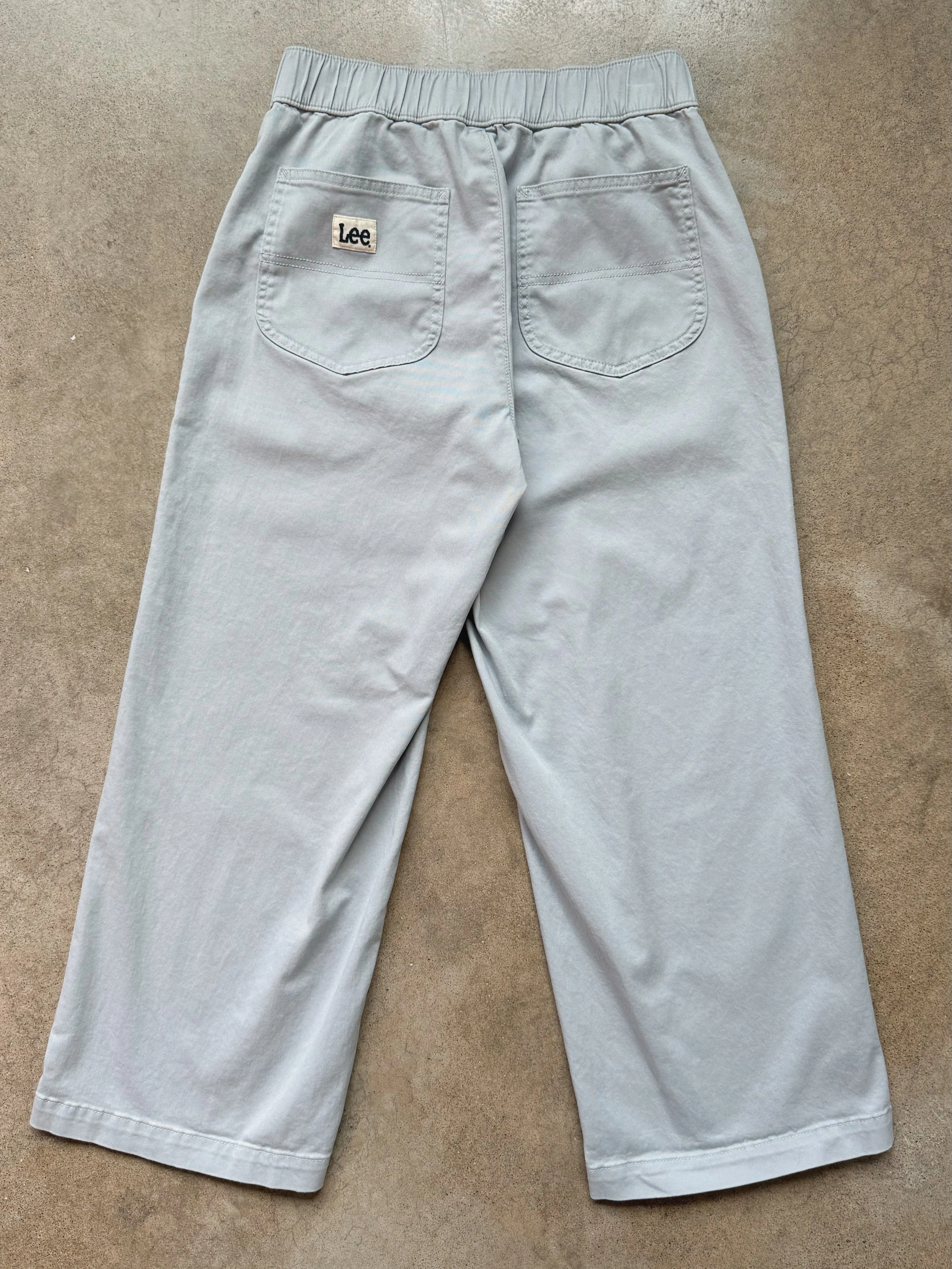 Lee Light Grey Cropped Wide Leg Utility Pants (S)