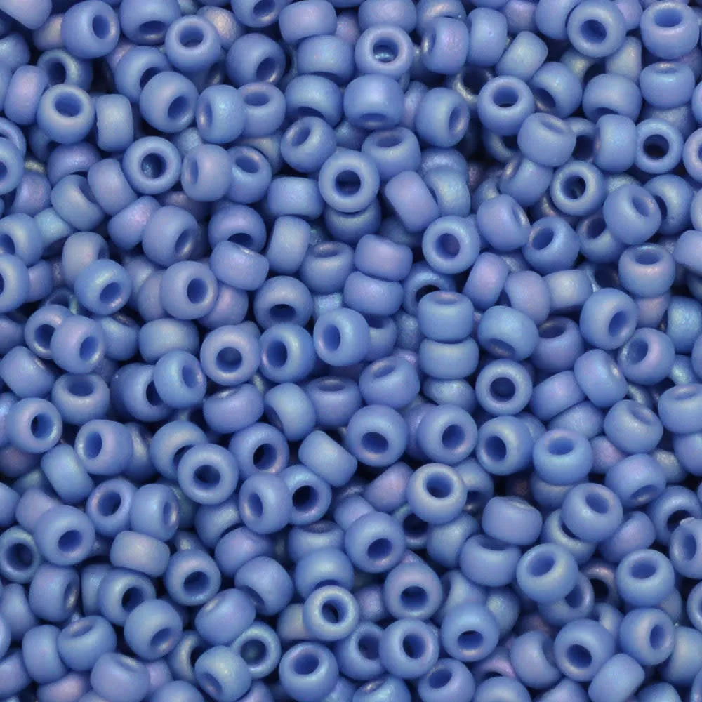 Miyuki Round Seed Beads, 15/0, #94704 Frost Opaque Glaze Rainbow Soft Blue (8.2 Gram Tube)