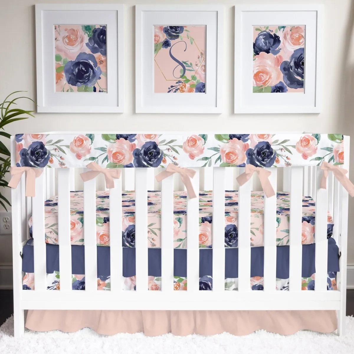 Peach & Navy Floral Nursery Collection
