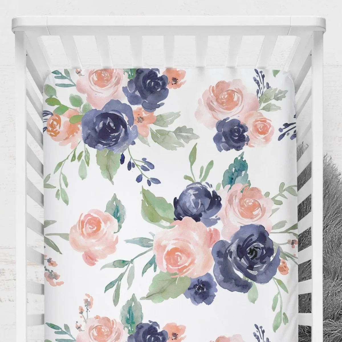 Peach & Navy Floral Nursery Collection