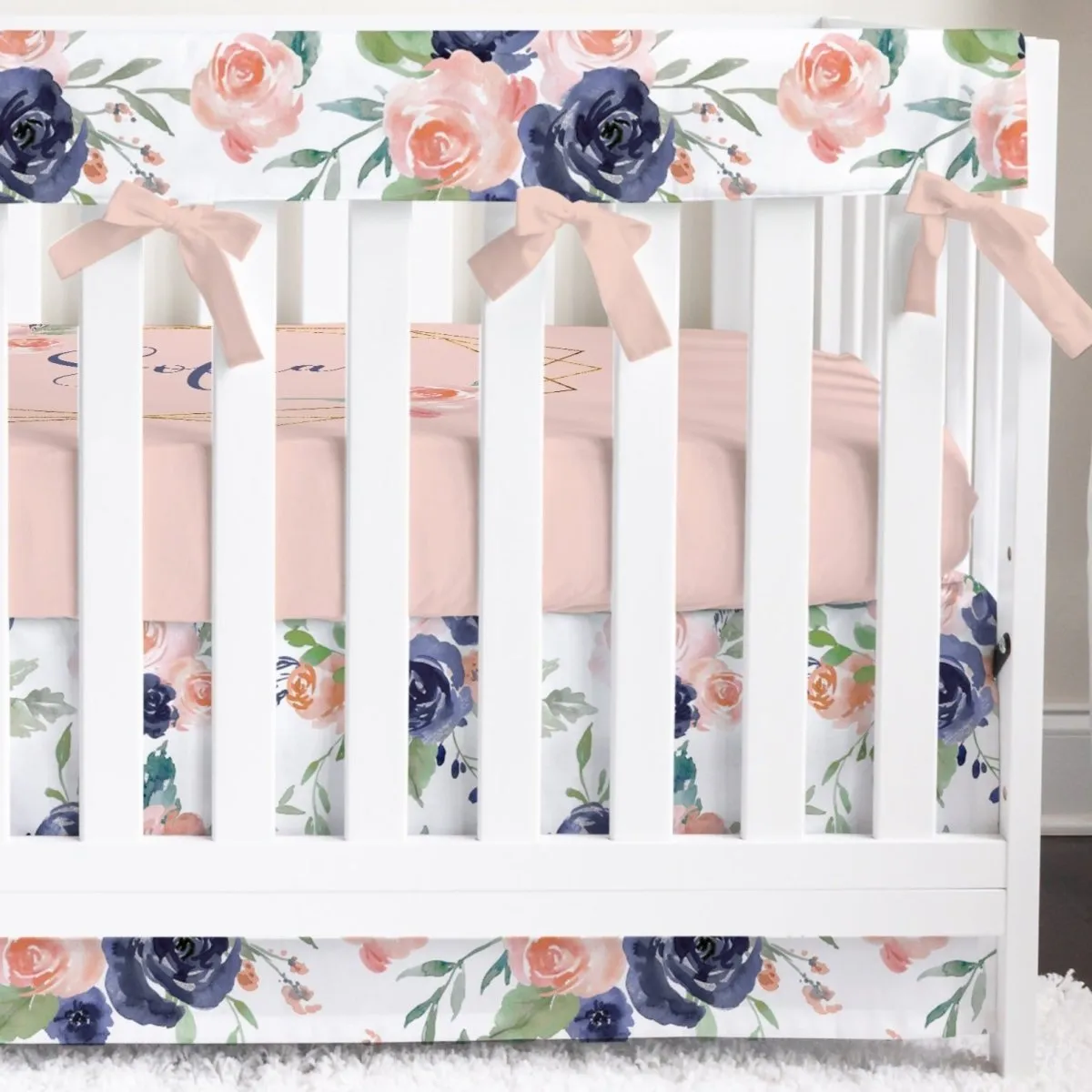 Peach & Navy Floral Nursery Collection