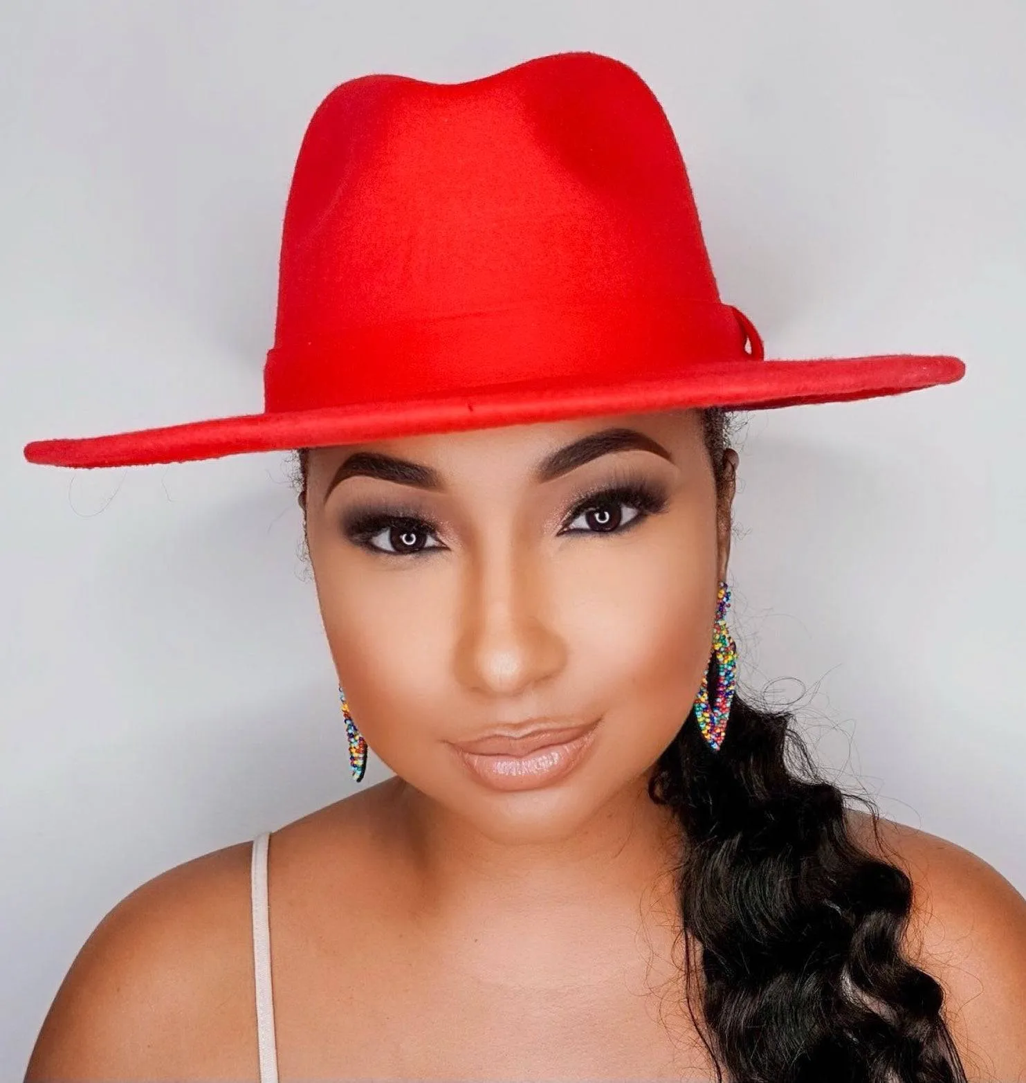 Still Trending | Wide Brim Panama Felt Fedora Hat with Band - Beige