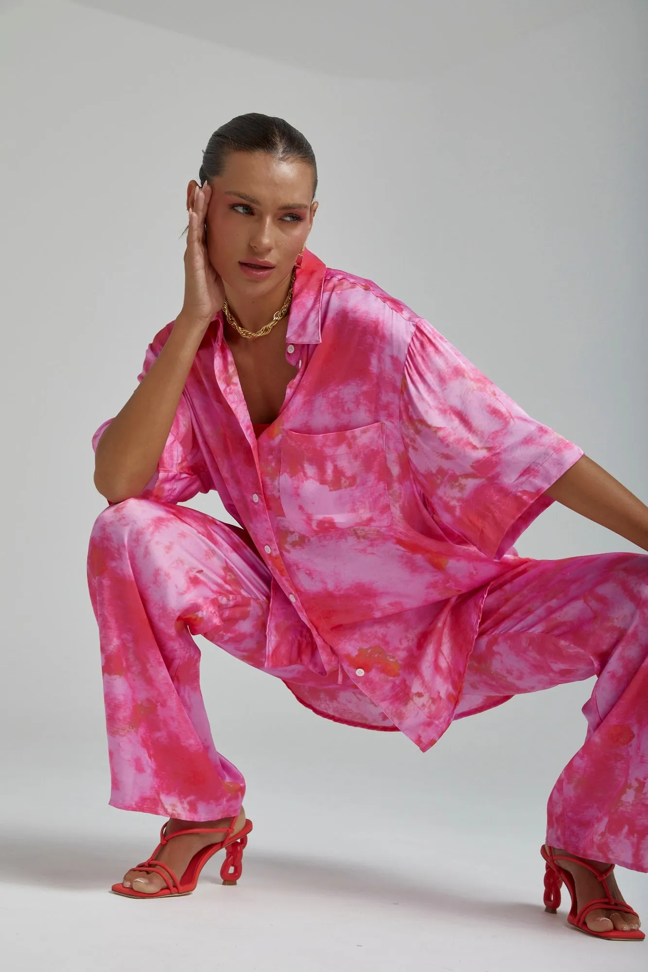 SUMMI SUMMI Womens Relaxed Drawstring Pants - Hibiscus