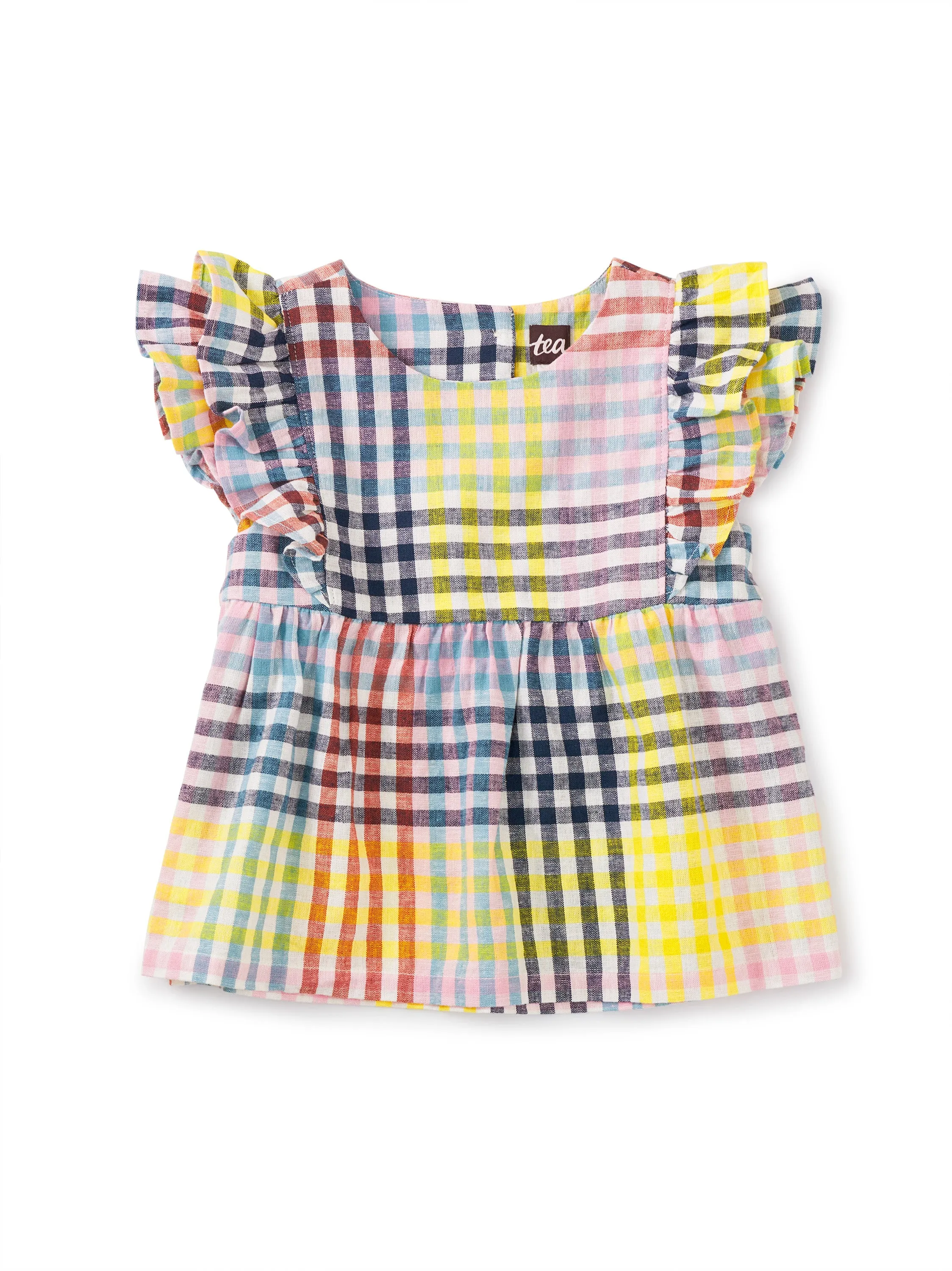 Tea Collection Paloma Plaid Woven Ruffle Top
