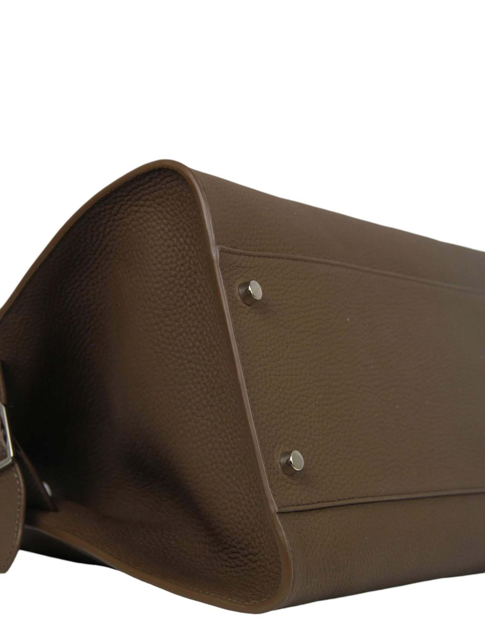 The Row Dark Olive Grained Leather E/W Soft Margaux 15 Bag