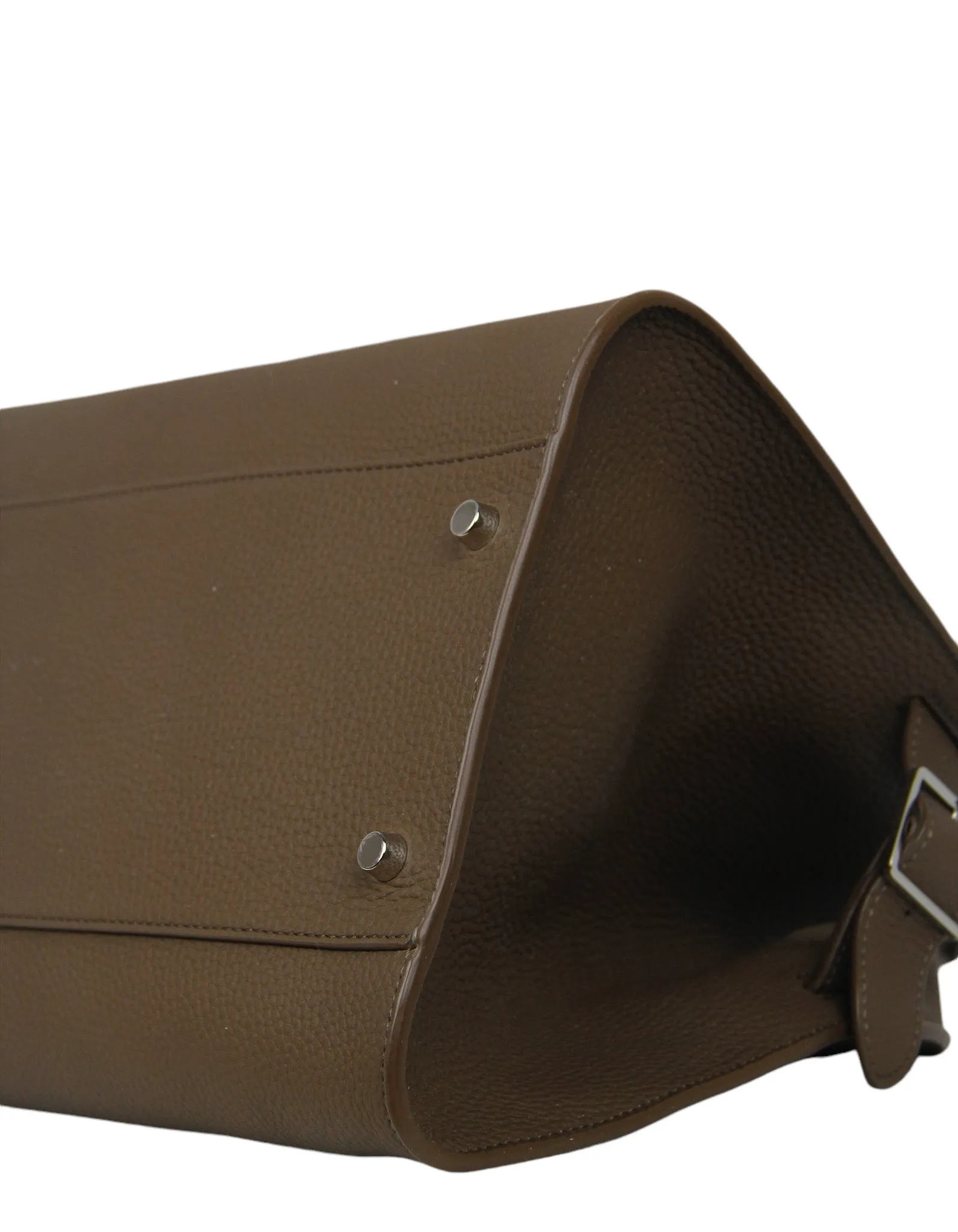 The Row Dark Olive Grained Leather E/W Soft Margaux 15 Bag