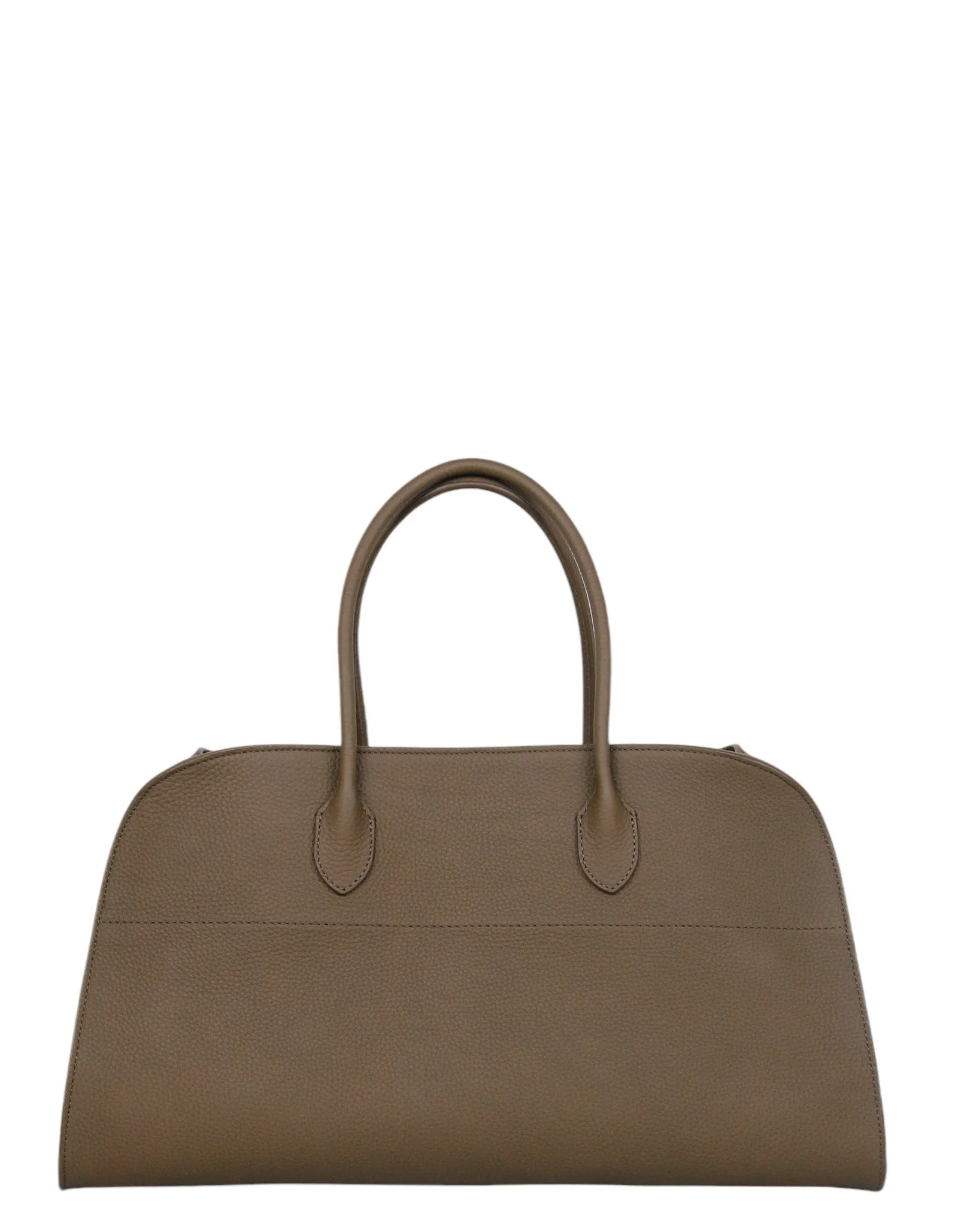 The Row Dark Olive Grained Leather E/W Soft Margaux 15 Bag