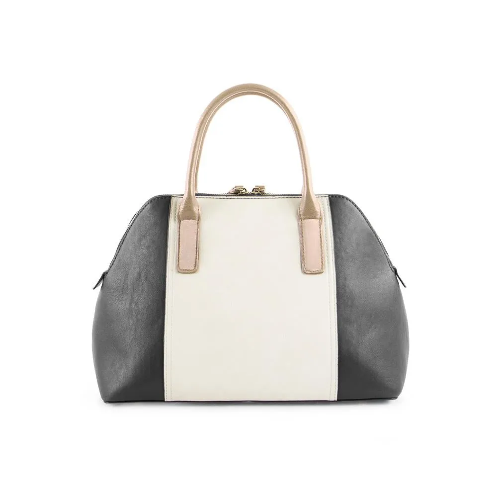 True Blue Colour Block Satchel - Black/Bone