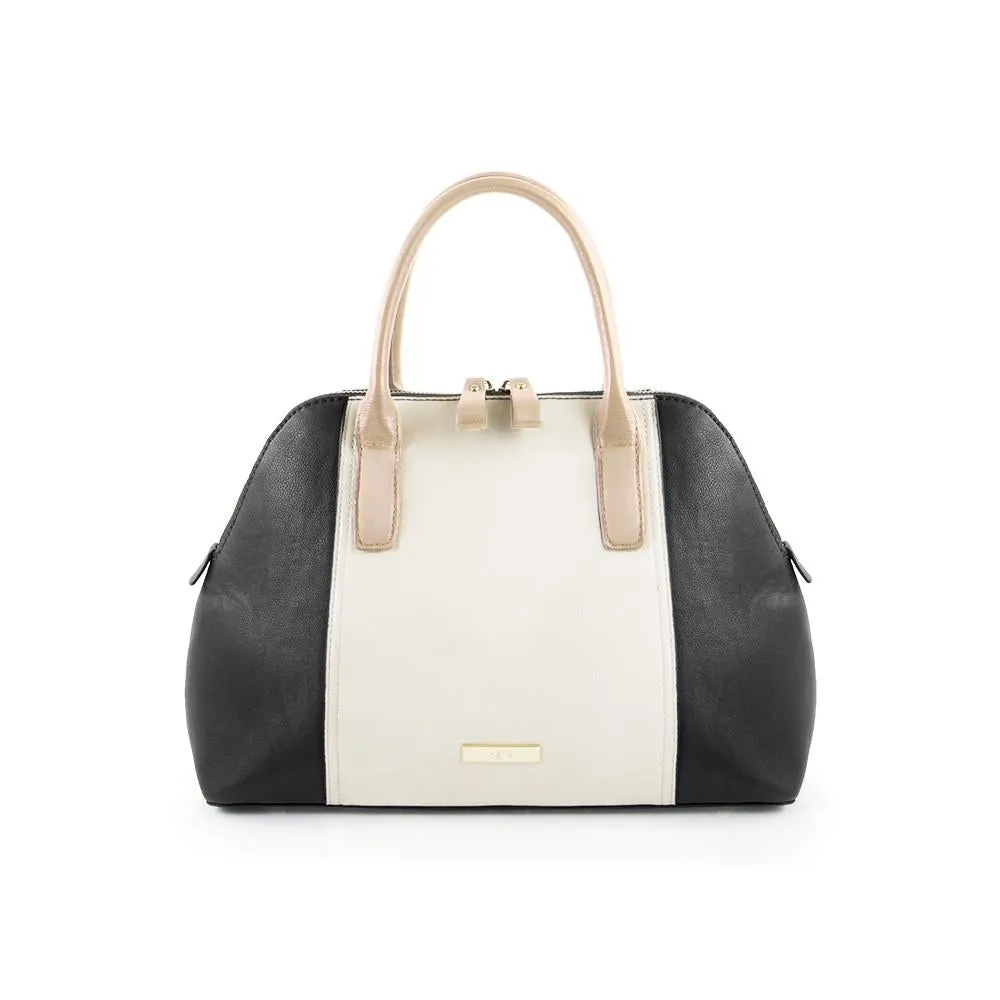True Blue Colour Block Satchel - Black/Bone