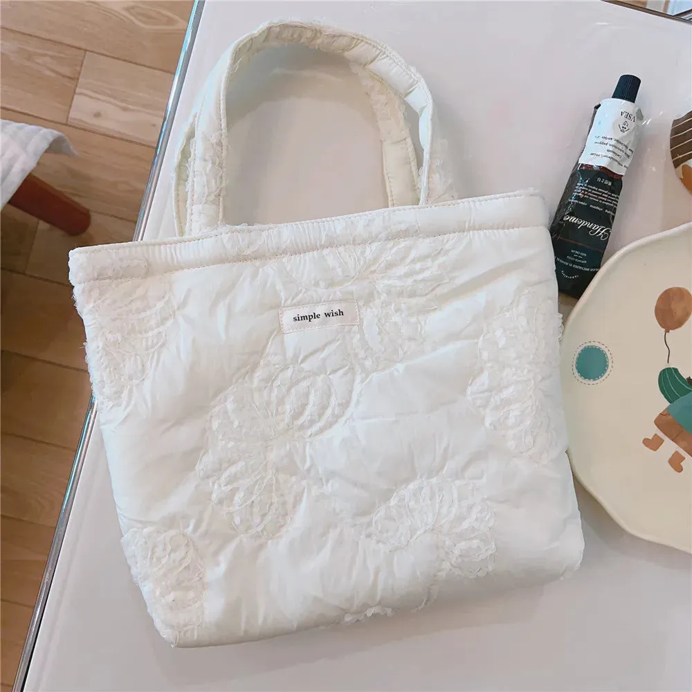 UAKISS  -  Cotton Bag Handbags for Women Shoulder Bags Female Soft Embroidery Storage Reusable Girls Small and Large Shopper Totes Bag